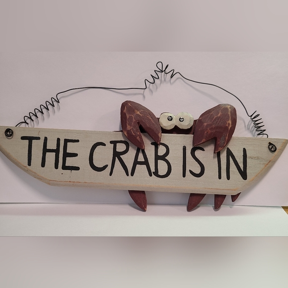 Other - Wooden Wall Hanging "THE CRAB IS IN"